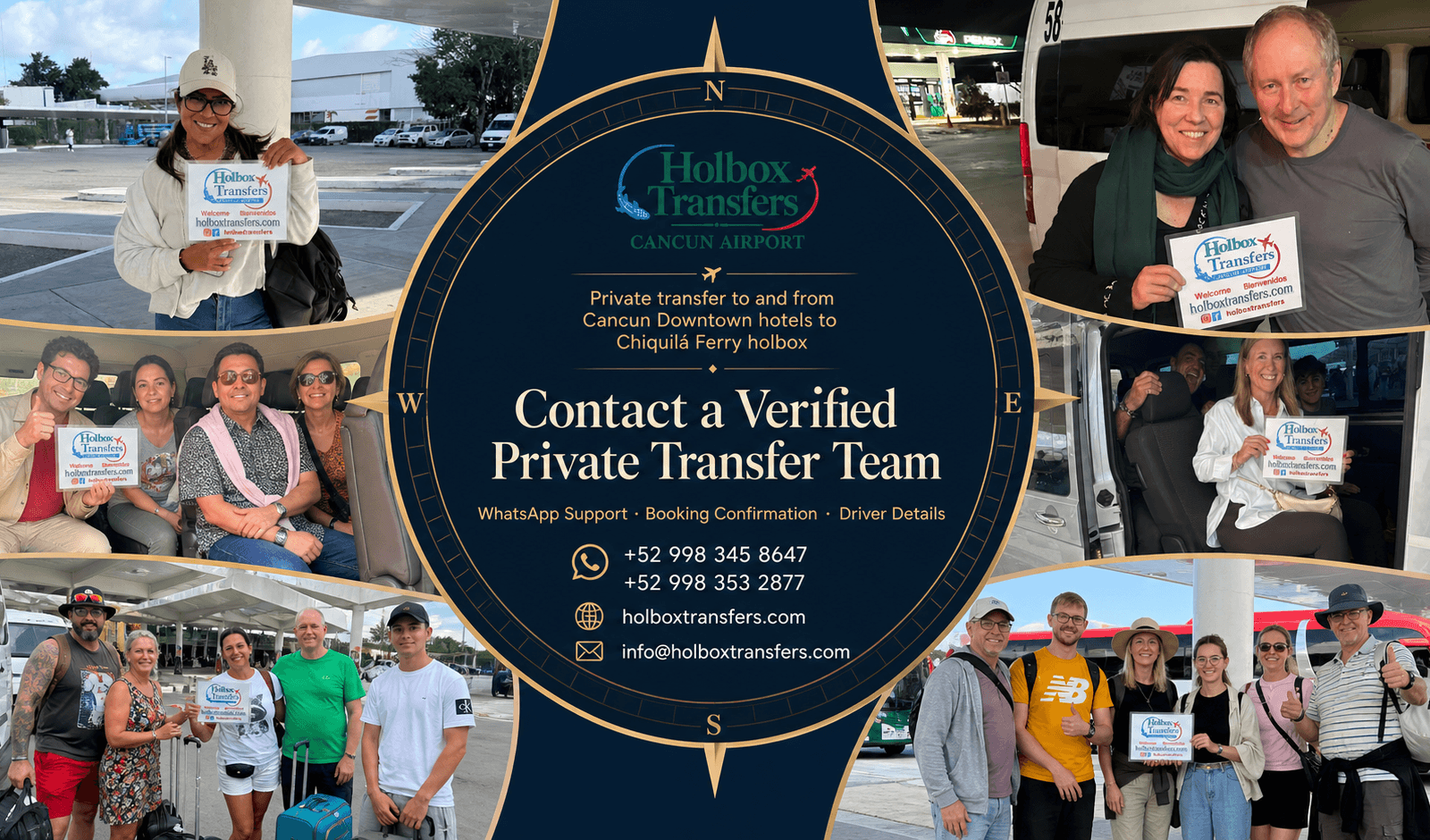 Holbox Transfers private transportation banner for Cancun Downtown to Chiquila Ferry