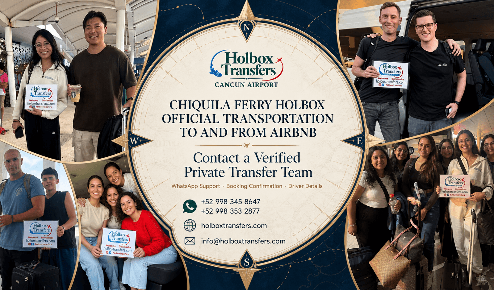 Holbox Transfers private transportation banner for Airbnb and private address pickups