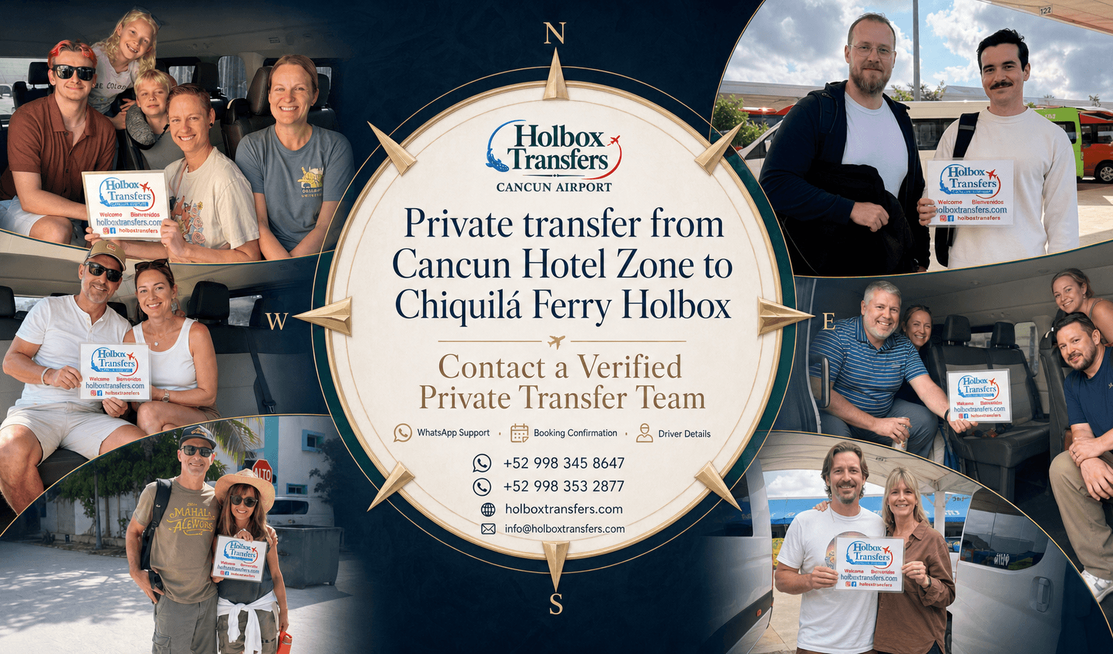 Holbox Transfers premium private transportation banner for Cancun Hotel Zone to Chiquilá Ferry