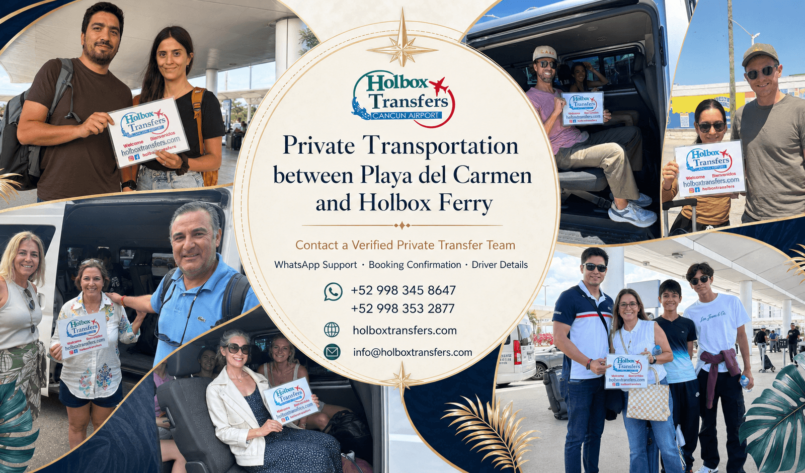 Holbox Transfers private transportation banner for Playa del Carmen to Chiquila Ferry