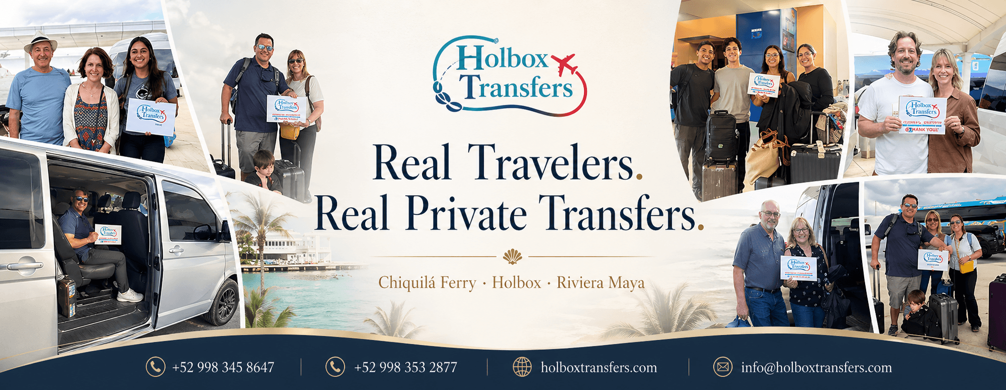 Real HolboxTransfers.com passengers using private airport transfer service